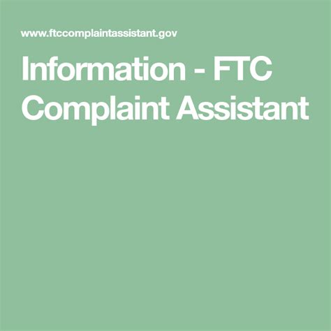 ftc complaint assistant phone number